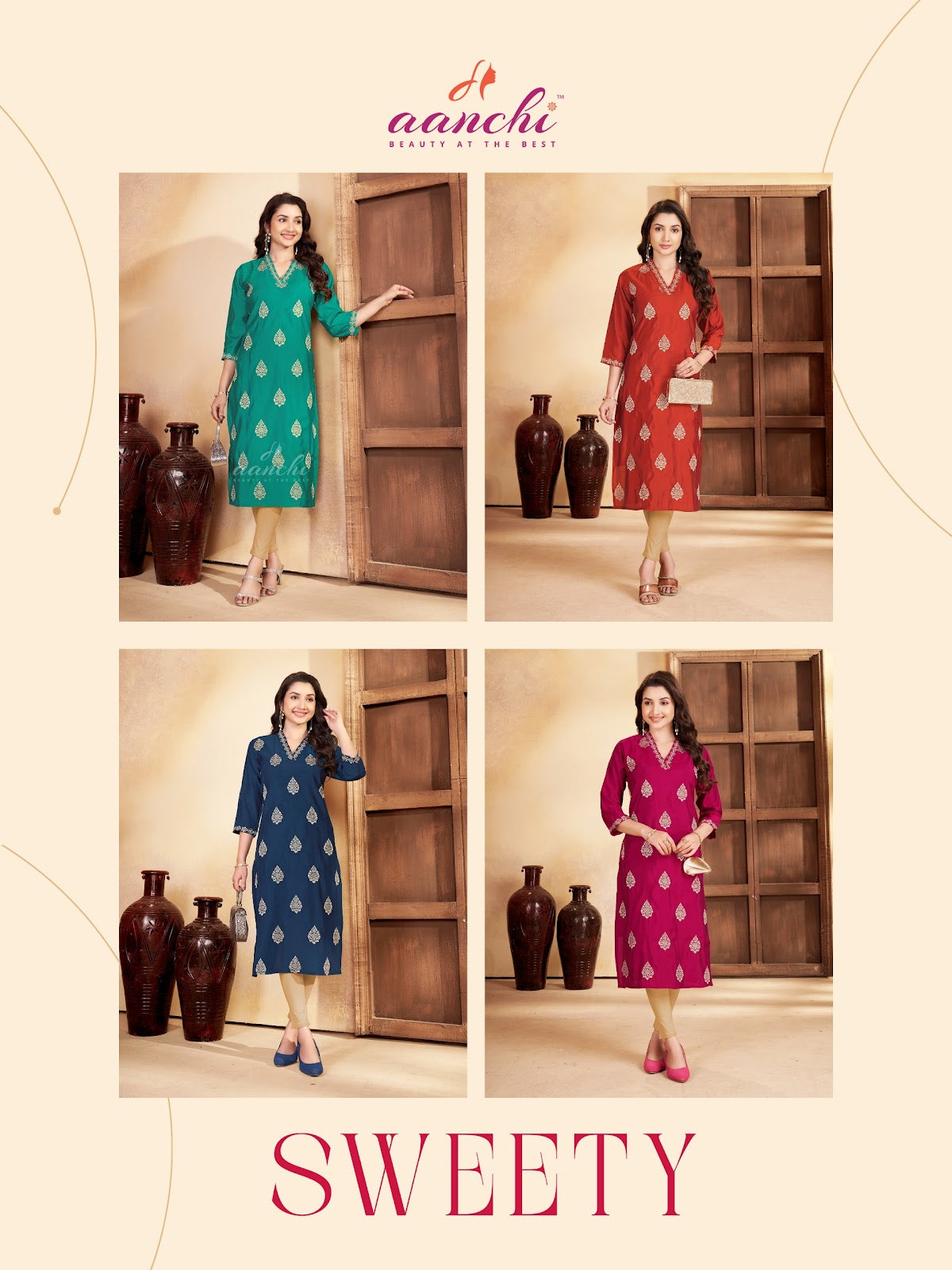 New Sweety Aanchi Straight Cut Kurtis Manufacturer India