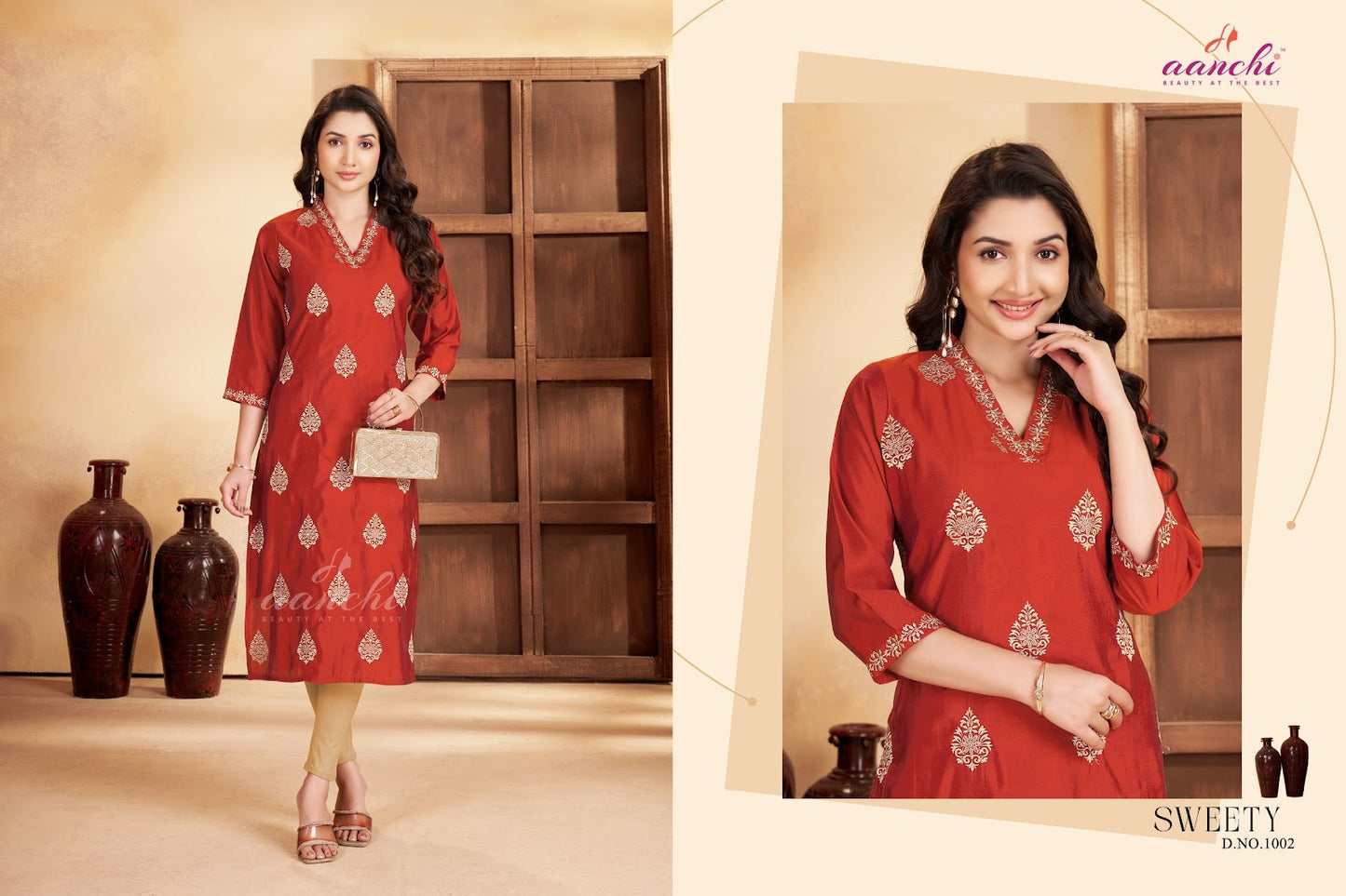 New Sweety Aanchi Straight Cut Kurtis Manufacturer India