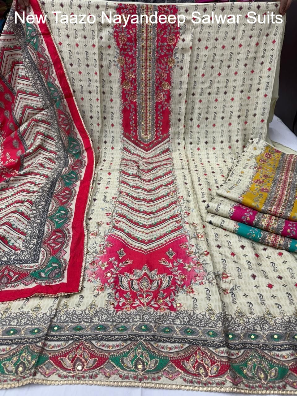 New Taazo Nayandeep Viscose Muslin Salwar Suits Wholesaler Ahmedabad