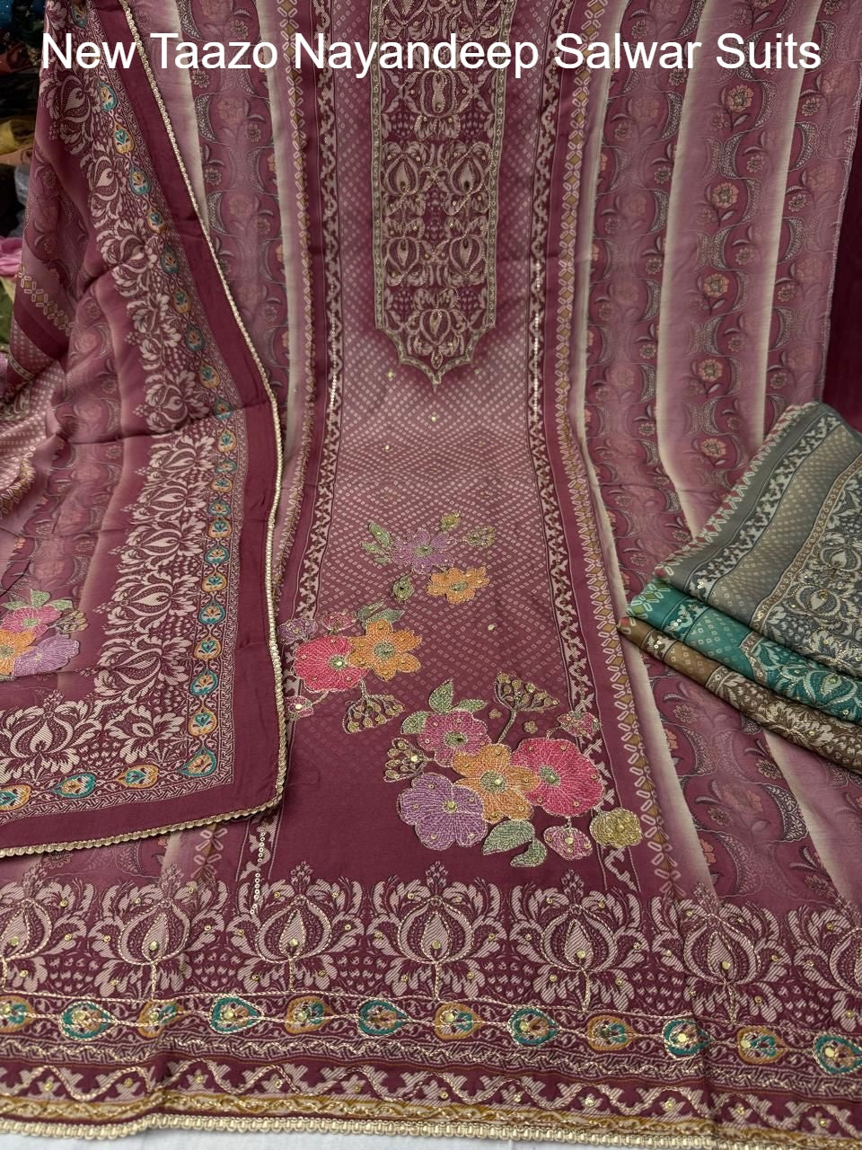 New Taazo Nayandeep Viscose Muslin Salwar Suits Wholesaler Ahmedabad