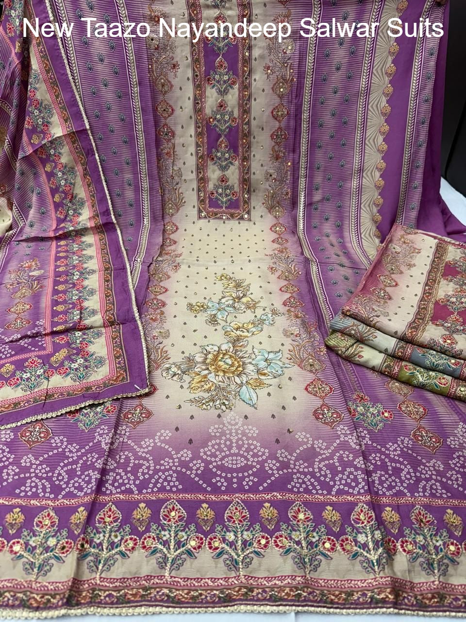 New Taazo Nayandeep Viscose Muslin Salwar Suits Wholesaler Ahmedabad