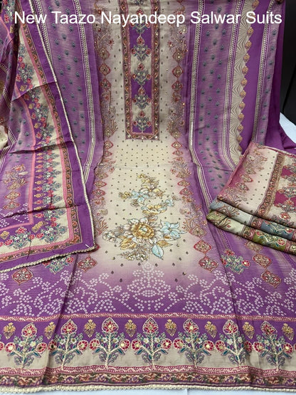 New Taazo Nayandeep Viscose Muslin Salwar Suits Wholesaler Ahmedabad