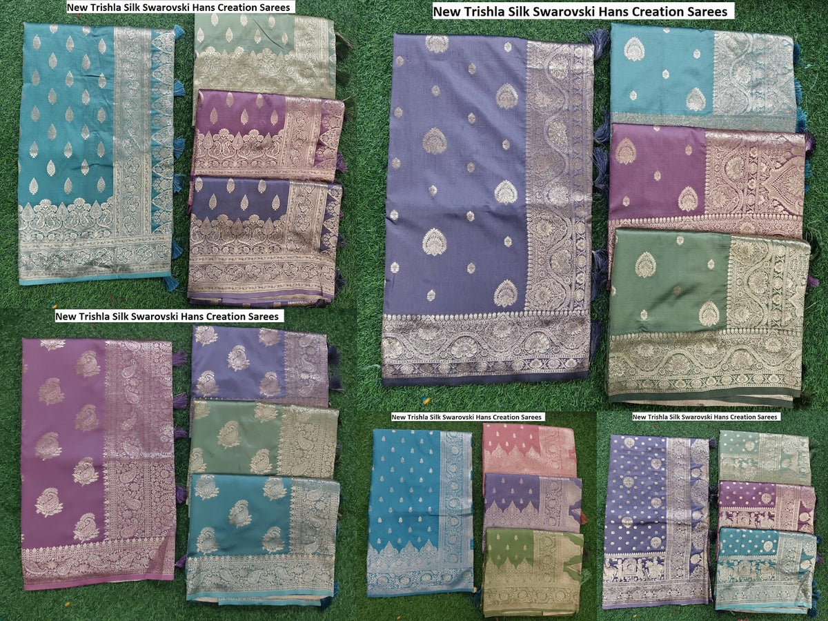 New Trishla Silk Swarovski Hans Creation Sarees Exporter Gujarat