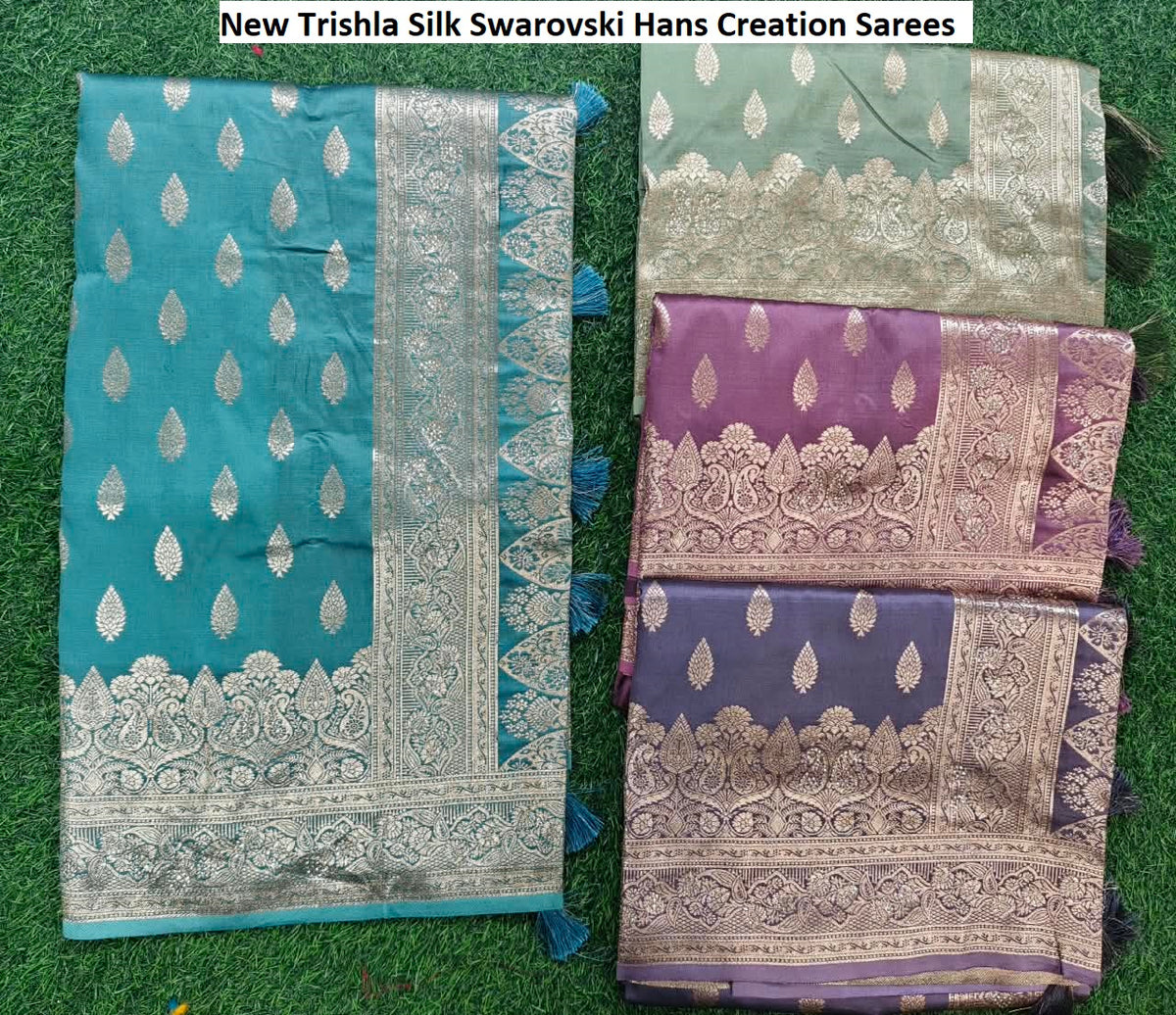 New Trishla Silk Swarovski Hans Creation Sarees Exporter Gujarat