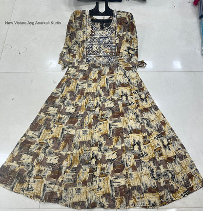 New Vistara Ayg Rayon Anarkali Kurtis Supplier