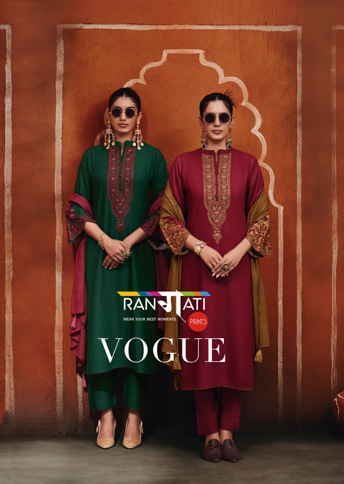 New Vogue Rangati Prints Pashmina Suits Wholesaler Gujarat