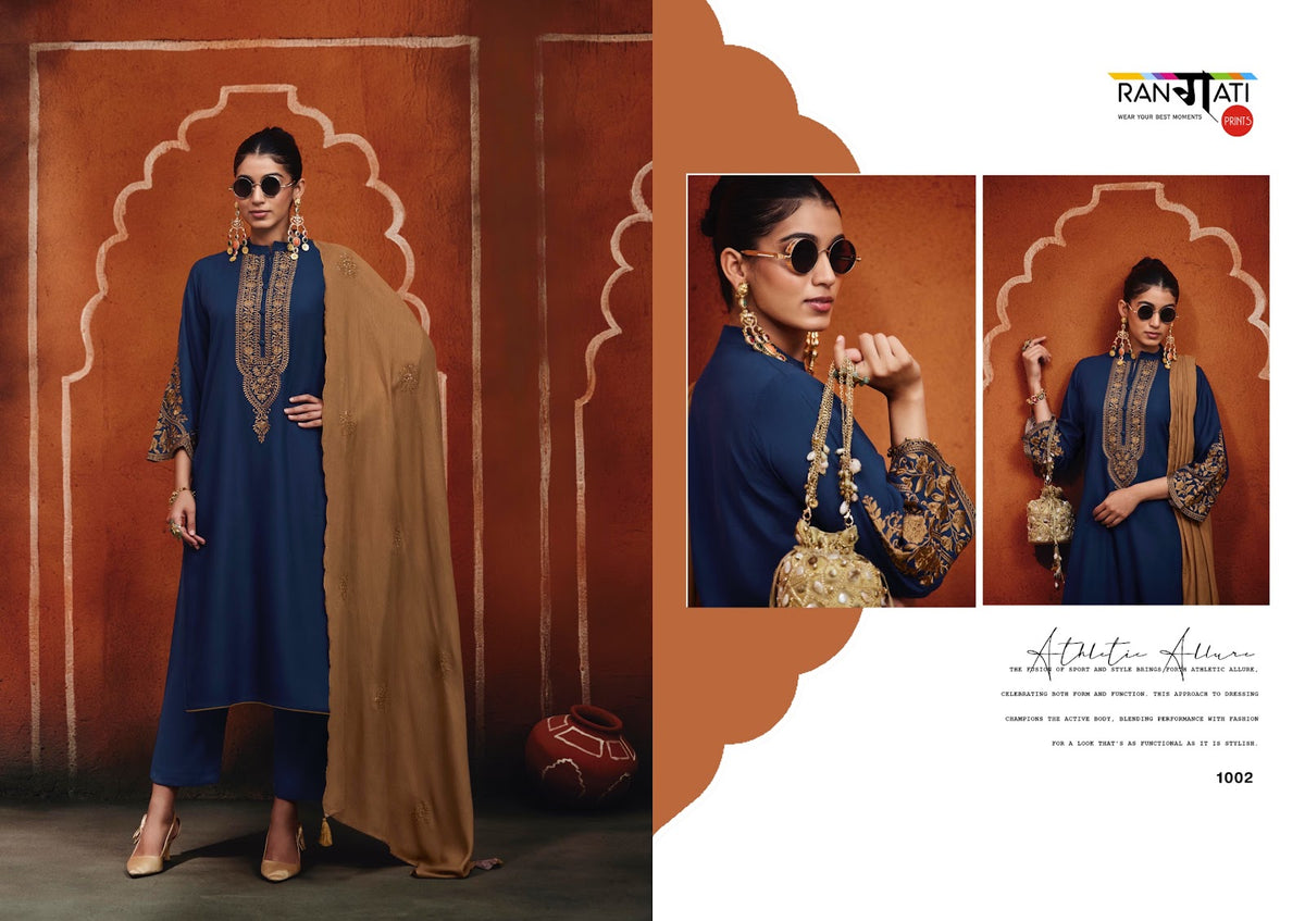 New Vogue Rangati Prints Pashmina Suits Wholesaler Gujarat