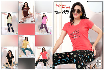 New Vol 1114 Ruchee Fashion Heavy Shinkar Hosiery Pyjama Night Suits Wholesaler India