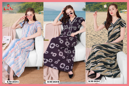 New Vol 5059 Lichi Sinker Night Gowns Wholesaler Gujarat