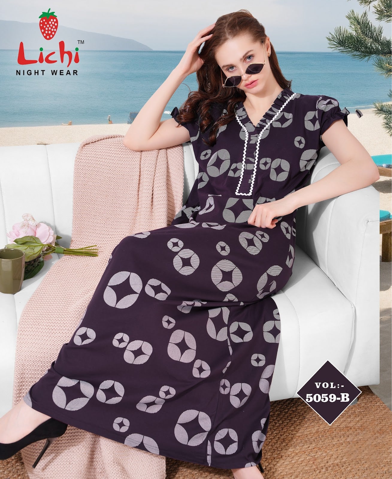 New Vol 5059 Lichi Sinker Night Gowns Wholesaler Gujarat