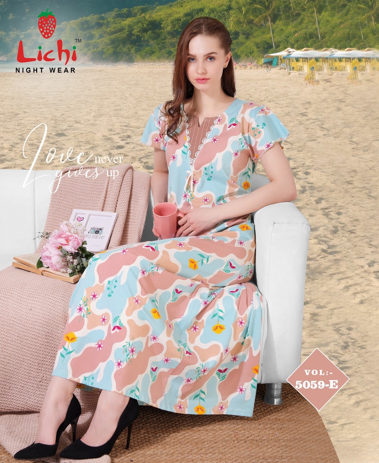 New Vol 5059 Lichi Sinker Night Gowns Wholesaler Gujarat