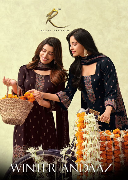 New Winter Andaaz 5519 Rakhi Fashion Bemberg Pashmina Suits Supplier Ahmedabad
