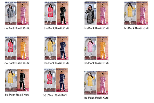 New Year Combo Pack Rasili Heavy Rayon Kurti Bottom Set Supplier