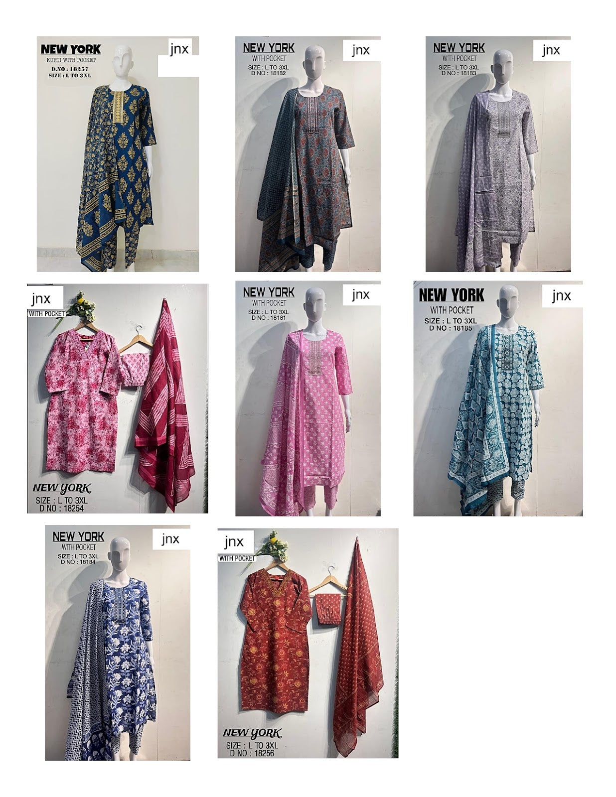 New York Jnx Cotton Readymade Pant Style Suits Exporter Gujarat