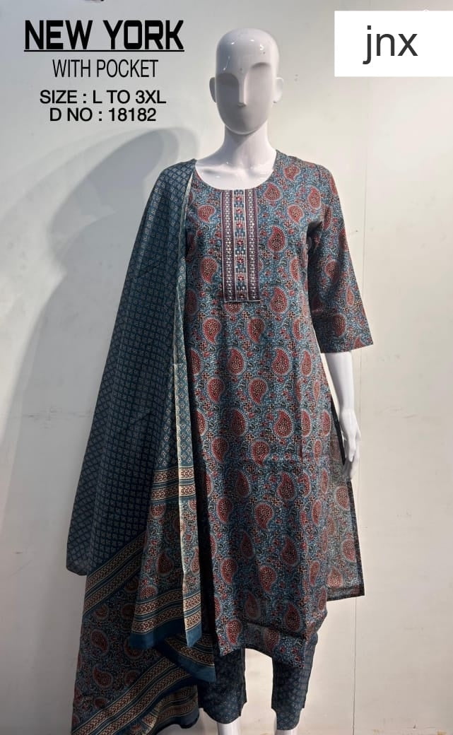 New York Jnx Cotton Readymade Pant Style Suits Exporter Gujarat