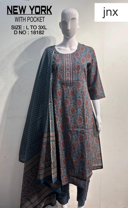 New York Jnx Cotton Readymade Pant Style Suits Exporter Gujarat