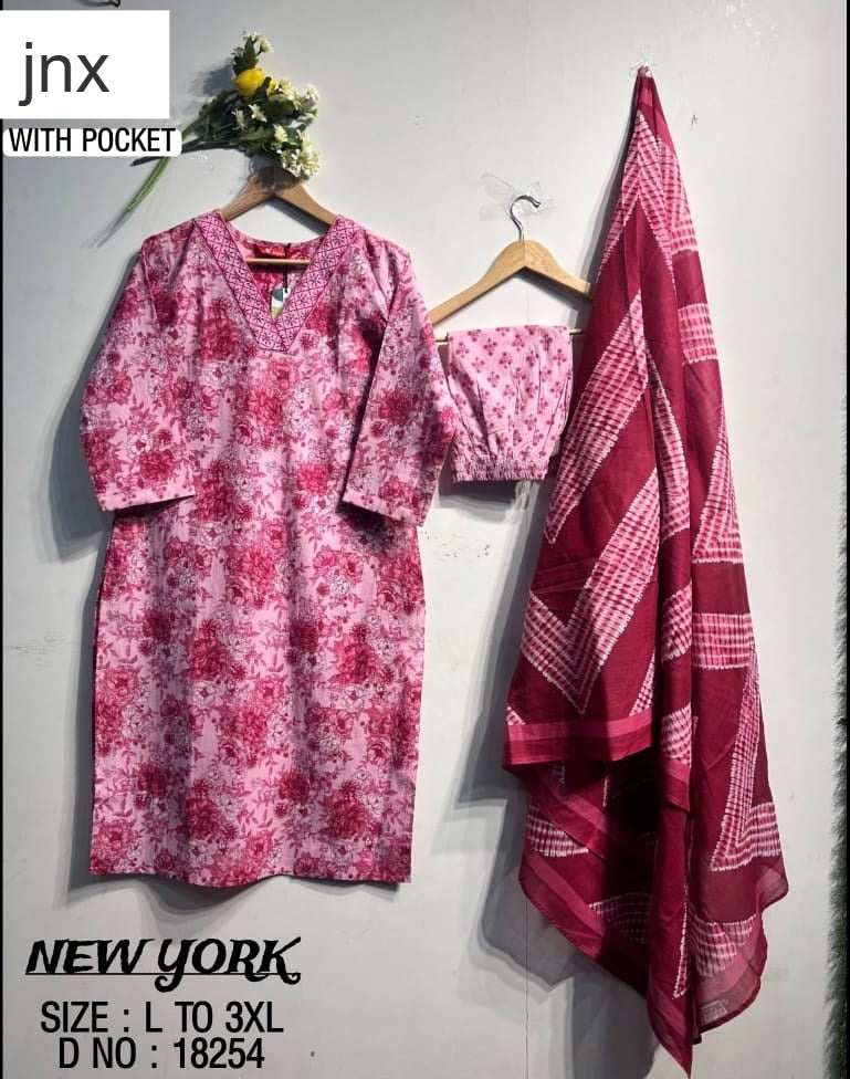 New York Jnx Cotton Readymade Pant Style Suits Exporter Gujarat