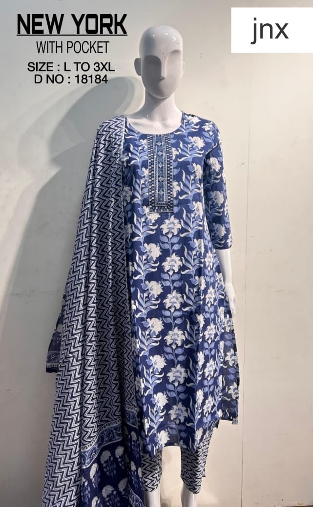 New York Jnx Cotton Readymade Pant Style Suits Exporter Gujarat