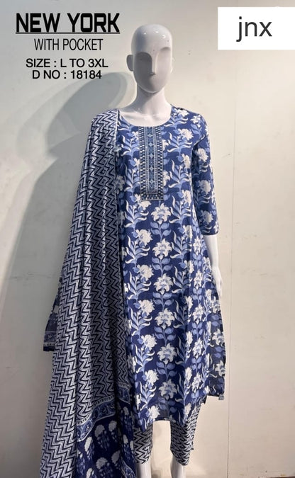 New York Jnx Cotton Readymade Pant Style Suits Exporter Gujarat