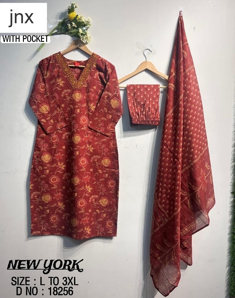 New York Jnx Cotton Readymade Pant Style Suits Exporter Gujarat