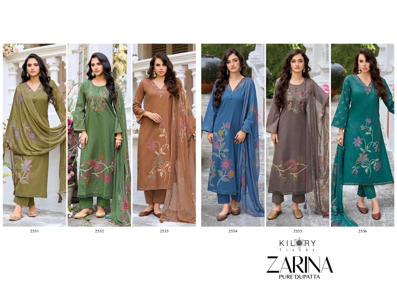 New Zarina Kilory Lawn Cotton Pant Style Suits Wholesaler Ahmedabad
