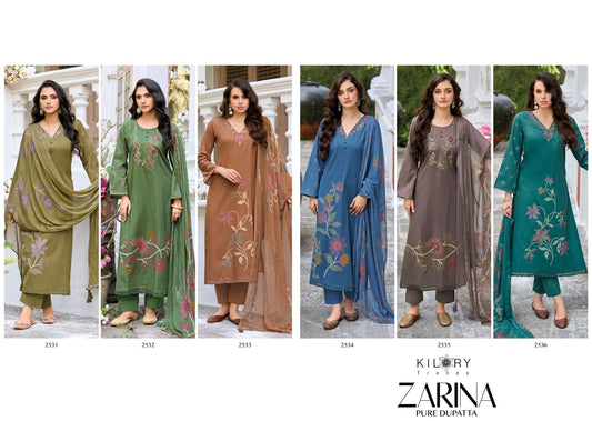 New Zarina Kilory Lawn Cotton Pant Style Suits Wholesaler Ahmedabad