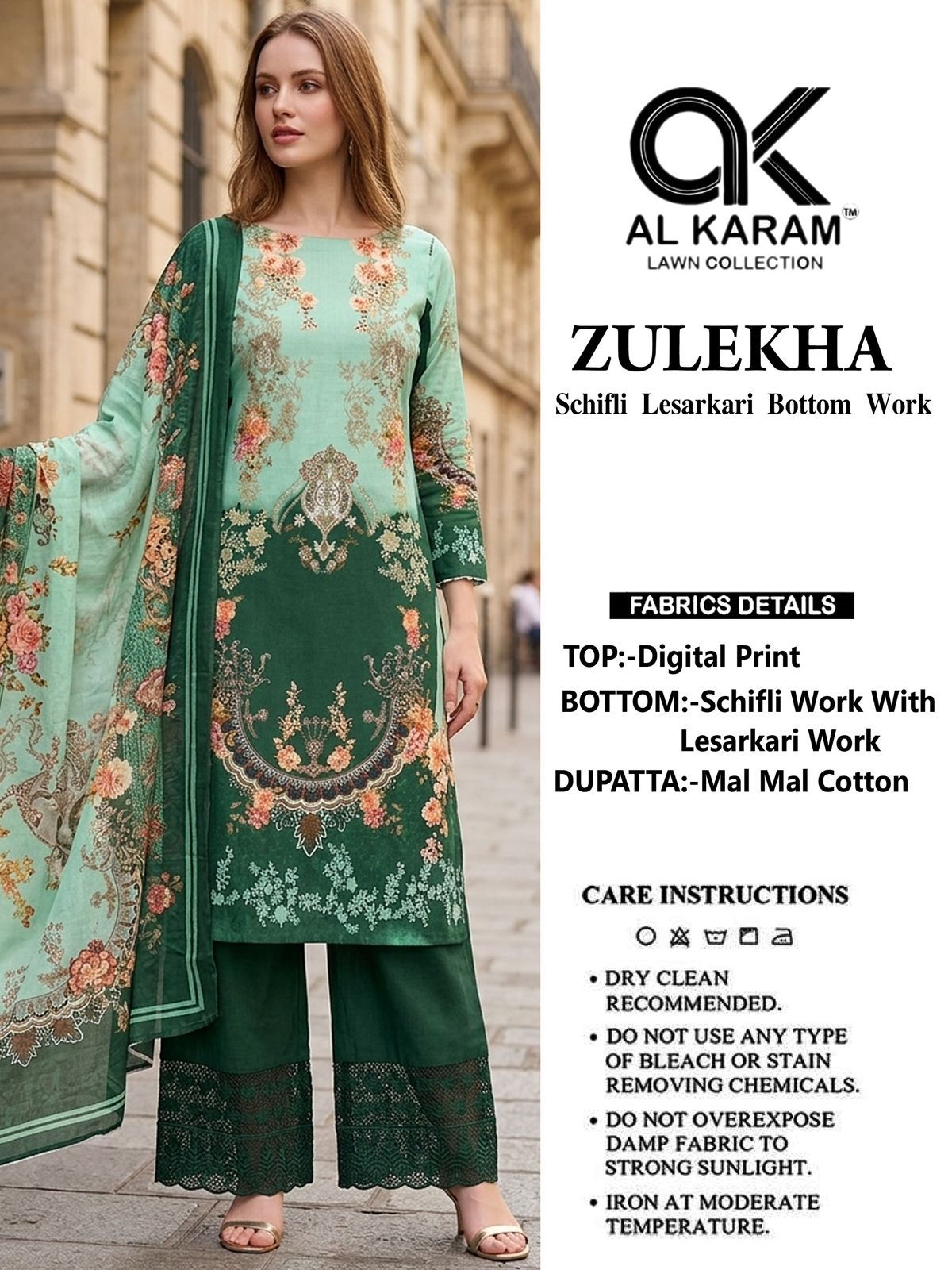 New Zulekha Al Karam Lawn Cotton Karachi Salwar Suits Supplier