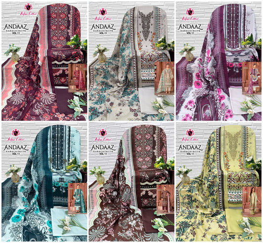 Andaaz Vol 11 Nafisa Cotton Open Images Karachi Salwar Suits Exporter