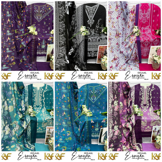 Evayra Gulaal Vol 1 Kaf Cotton Karachi Salwar Suits Exporter Gujarat