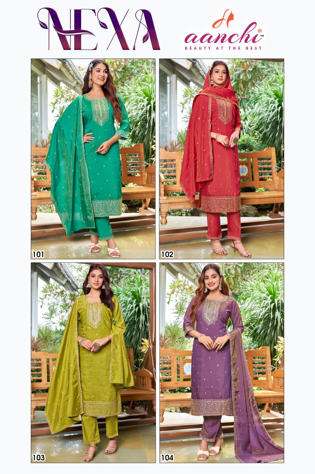 Nexa Aanchi Roman Simmer Readymade Pant Style Suits Supplier India