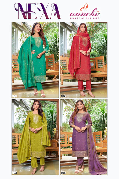 Nexa Aanchi Roman Simmer Readymade Pant Style Suits Supplier India