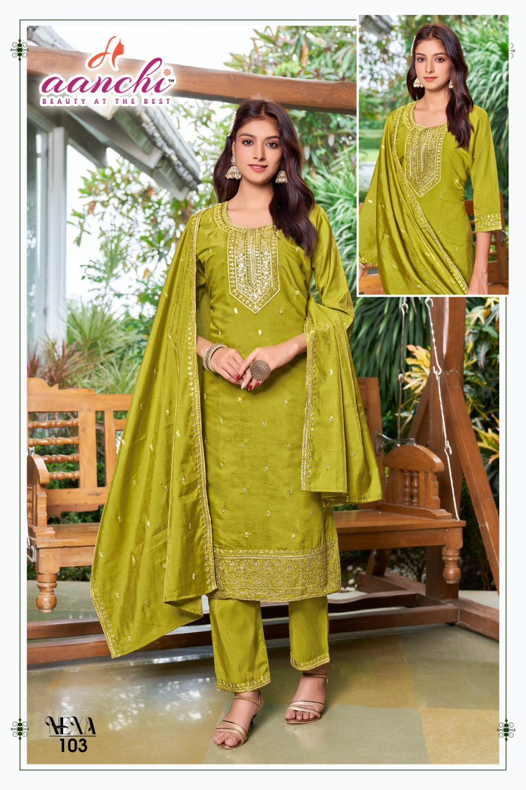 Nexa Aanchi Roman Simmer Readymade Pant Style Suits Supplier India