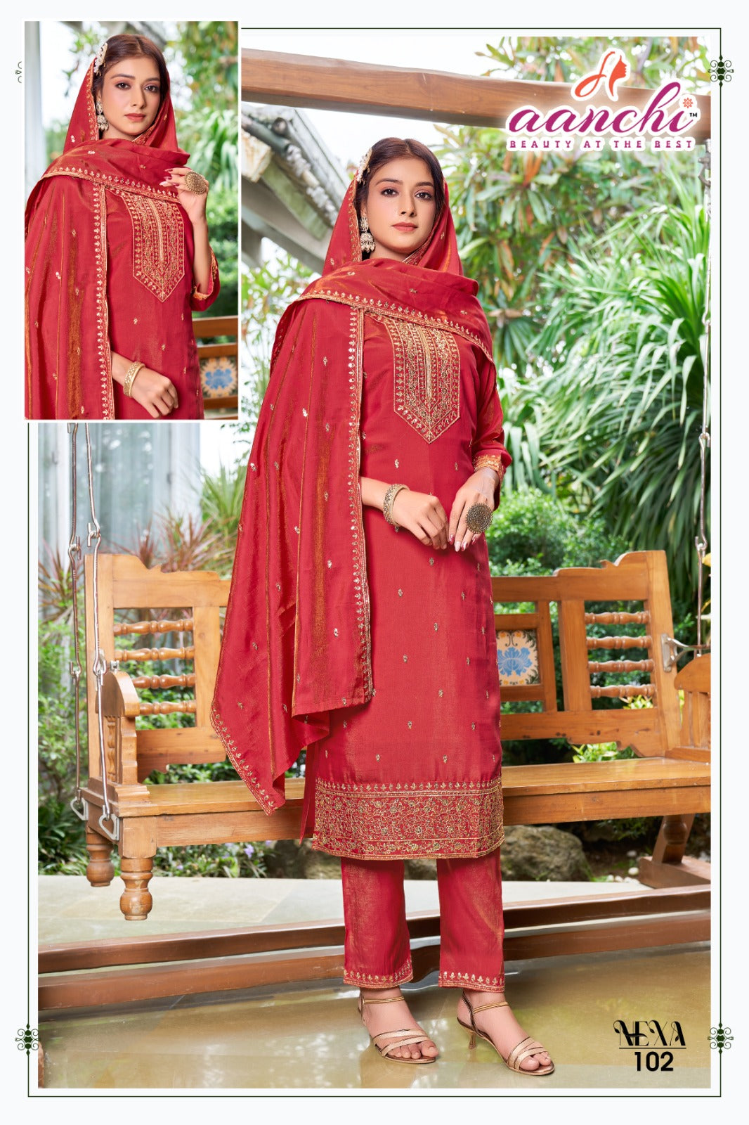 Nexa Aanchi Roman Simmer Readymade Pant Style Suits Supplier India