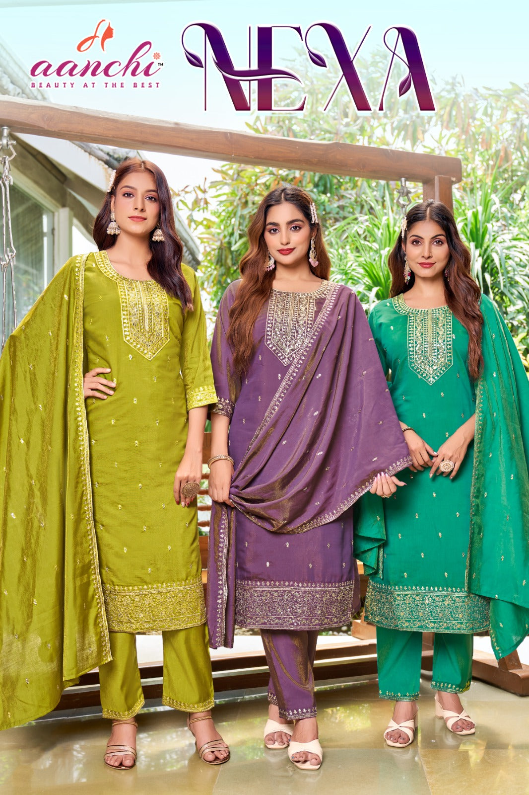 Nexa Aanchi Roman Simmer Readymade Pant Style Suits Supplier India