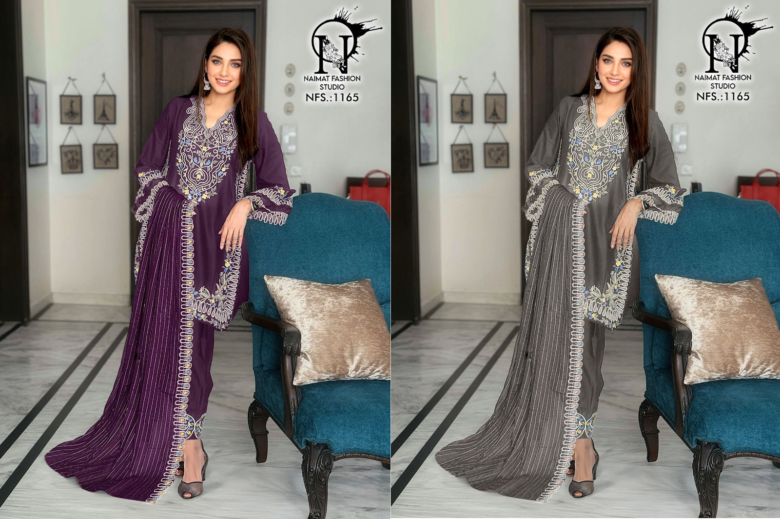 Nfs-1165 Naimat Fashion Studio Pakistani Readymade Suits Wholesale Price