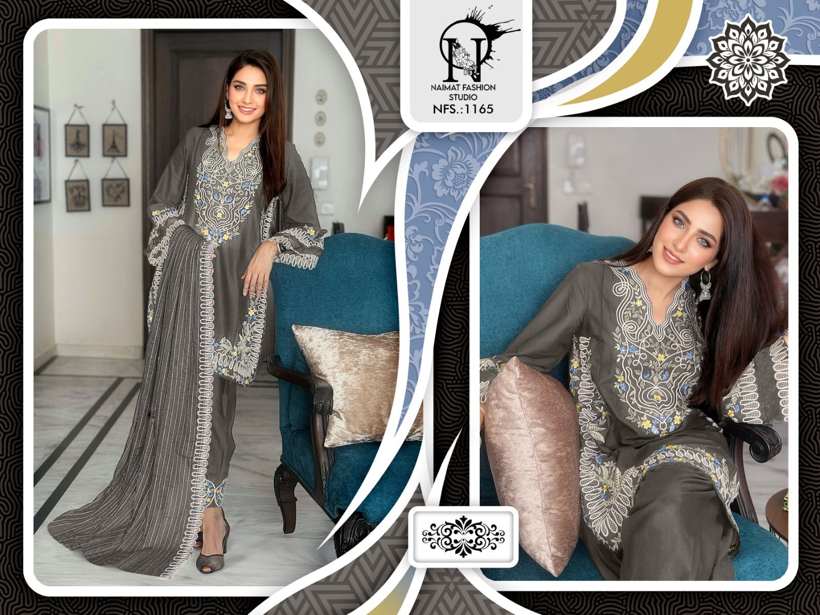 Nfs-1165 Naimat Fashion Studio Pakistani Readymade Suits Wholesale Price