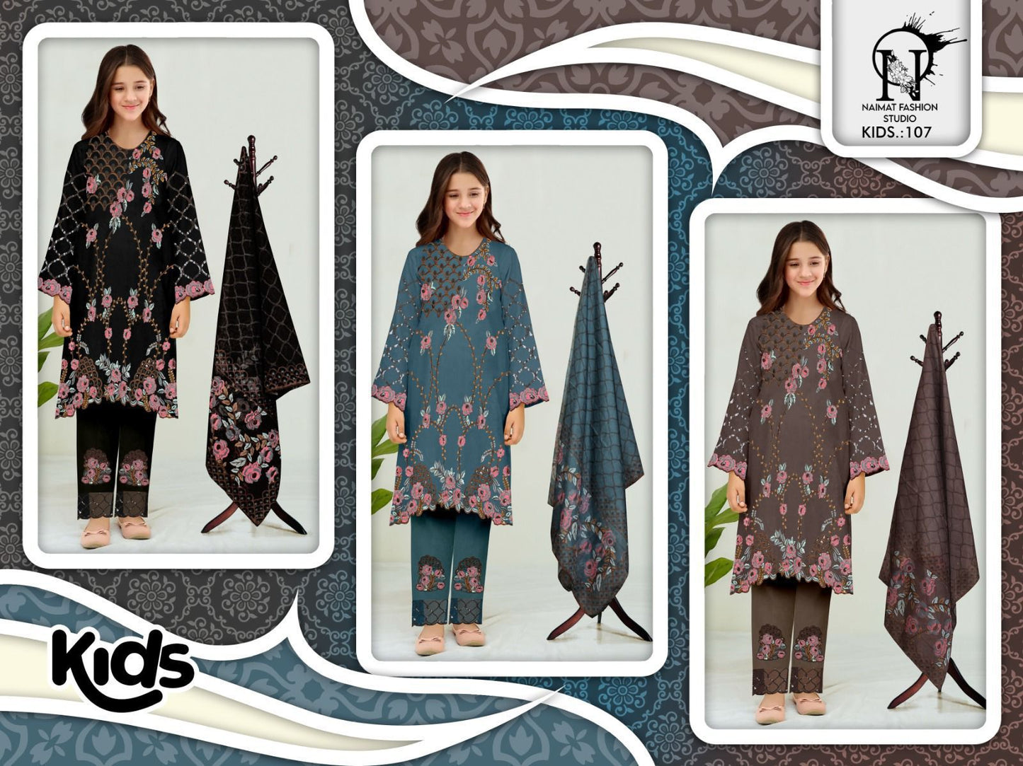 Nfs 107 Naimat Fashion Studio Fox Georgette Girls Pakistani Readymade Suit Supplier Ahmedabad
