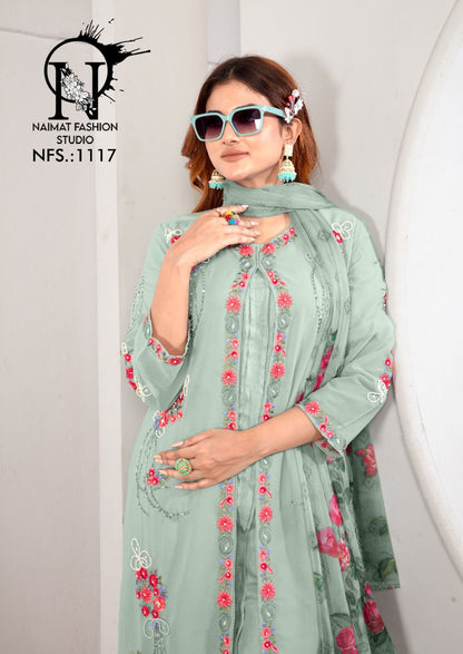 Nfs 1117 Naimat Fashion Studio Georgette Pakistani Readymade Suits Wholesaler Ahmedabad