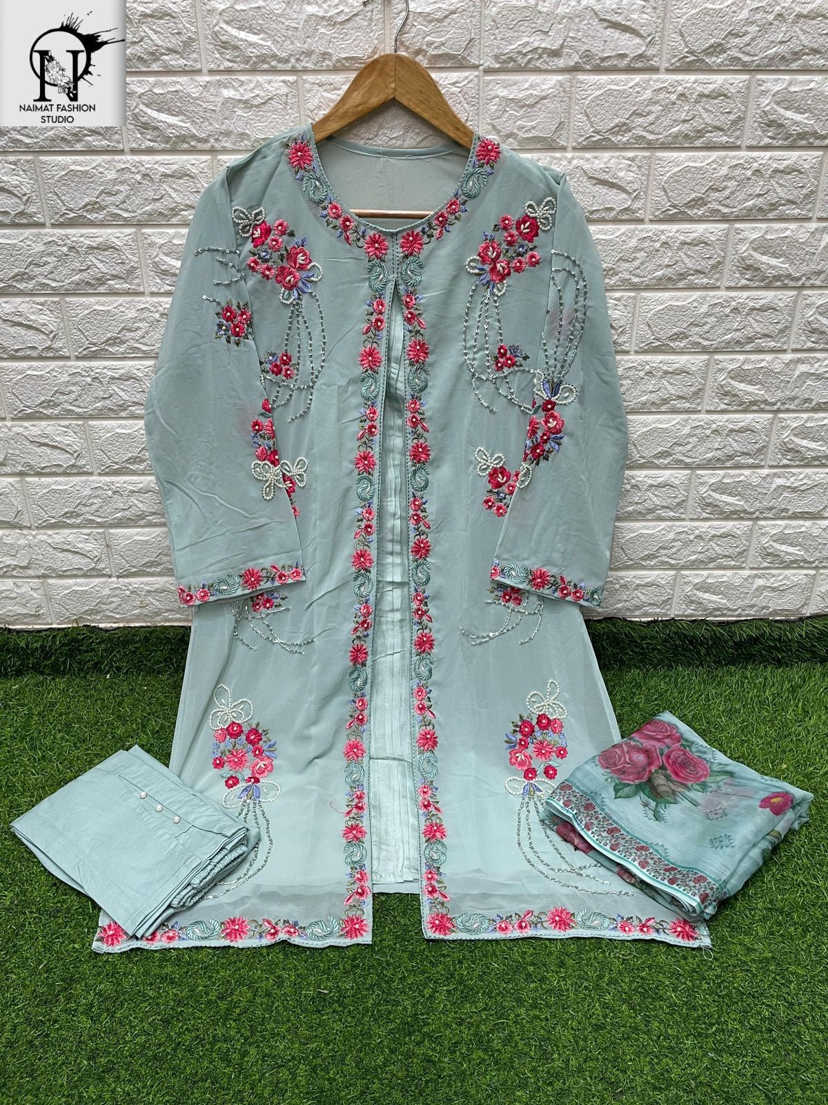 Nfs 1117 Naimat Fashion Studio Georgette Pakistani Readymade Suits Wholesaler Ahmedabad