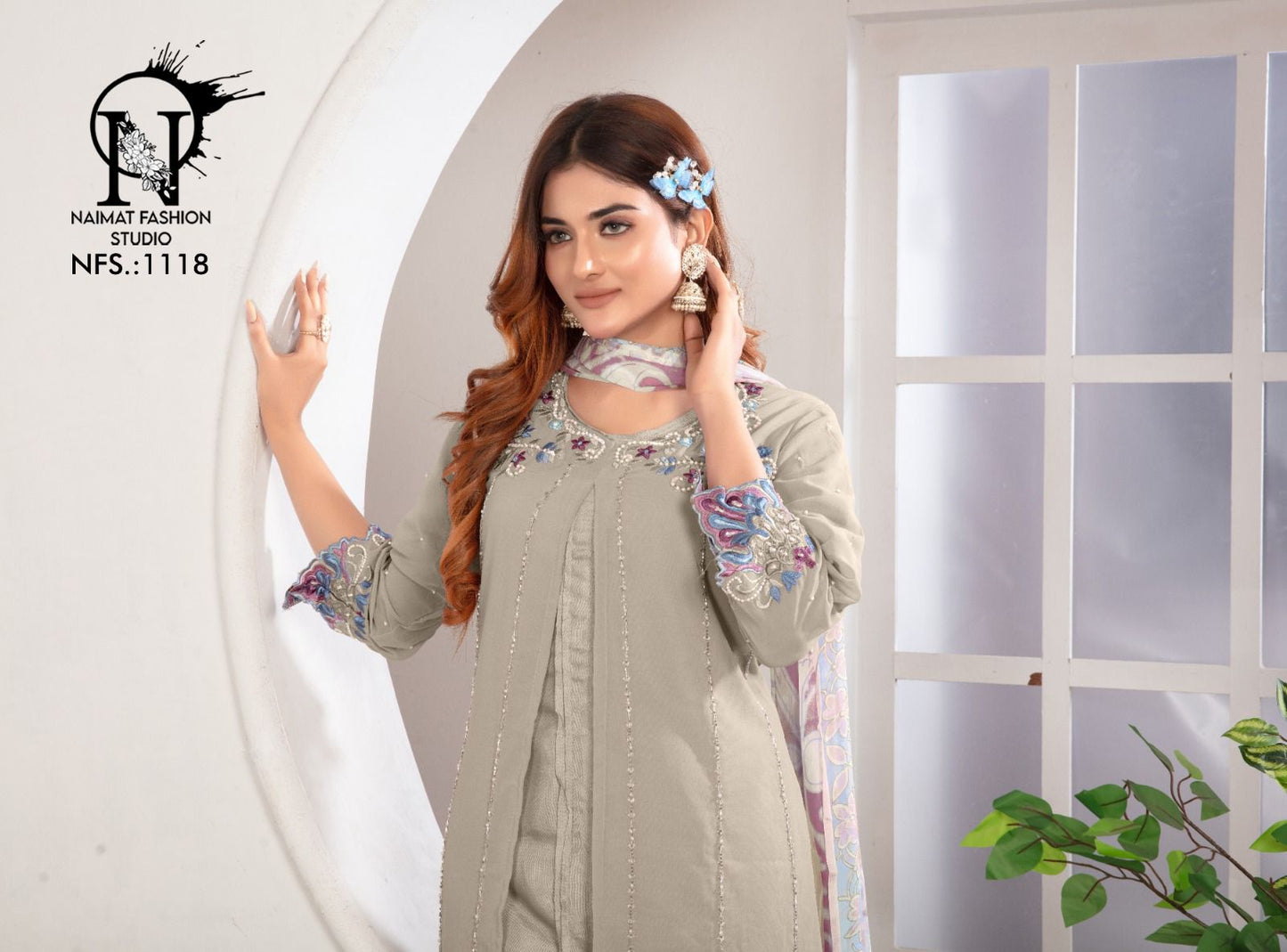 Nfs 1118 Naimat Fashion Studio Georgette Pakistani Readymade Suits Wholesaler
