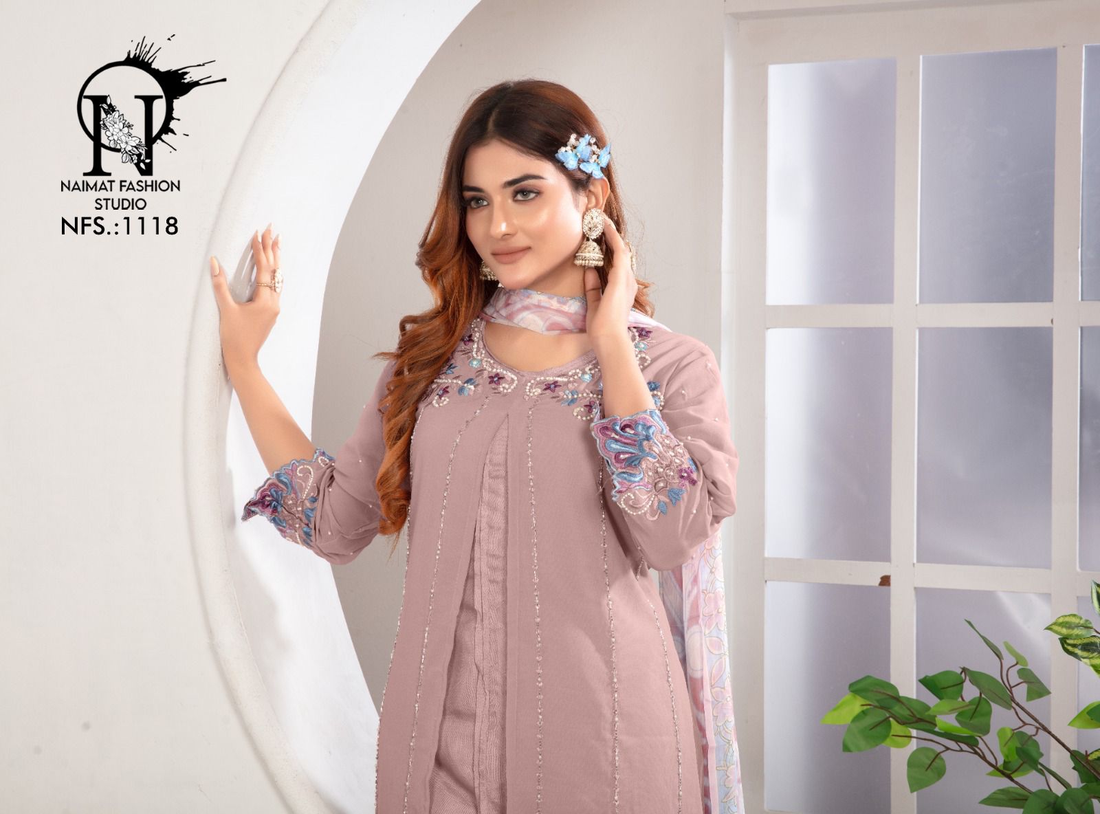 Nfs 1118 Naimat Fashion Studio Georgette Pakistani Readymade Suits Wholesaler
