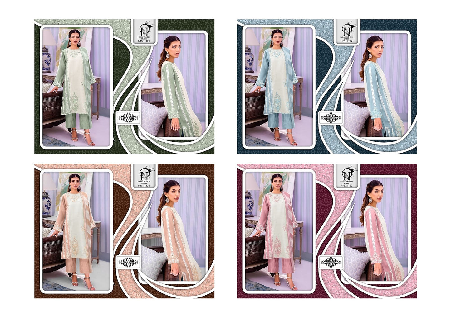 Nfs 1122 New Colour Naimat Fashion Studio Georgette Pakistani Readymade Suits Wholesaler Ahmedabad