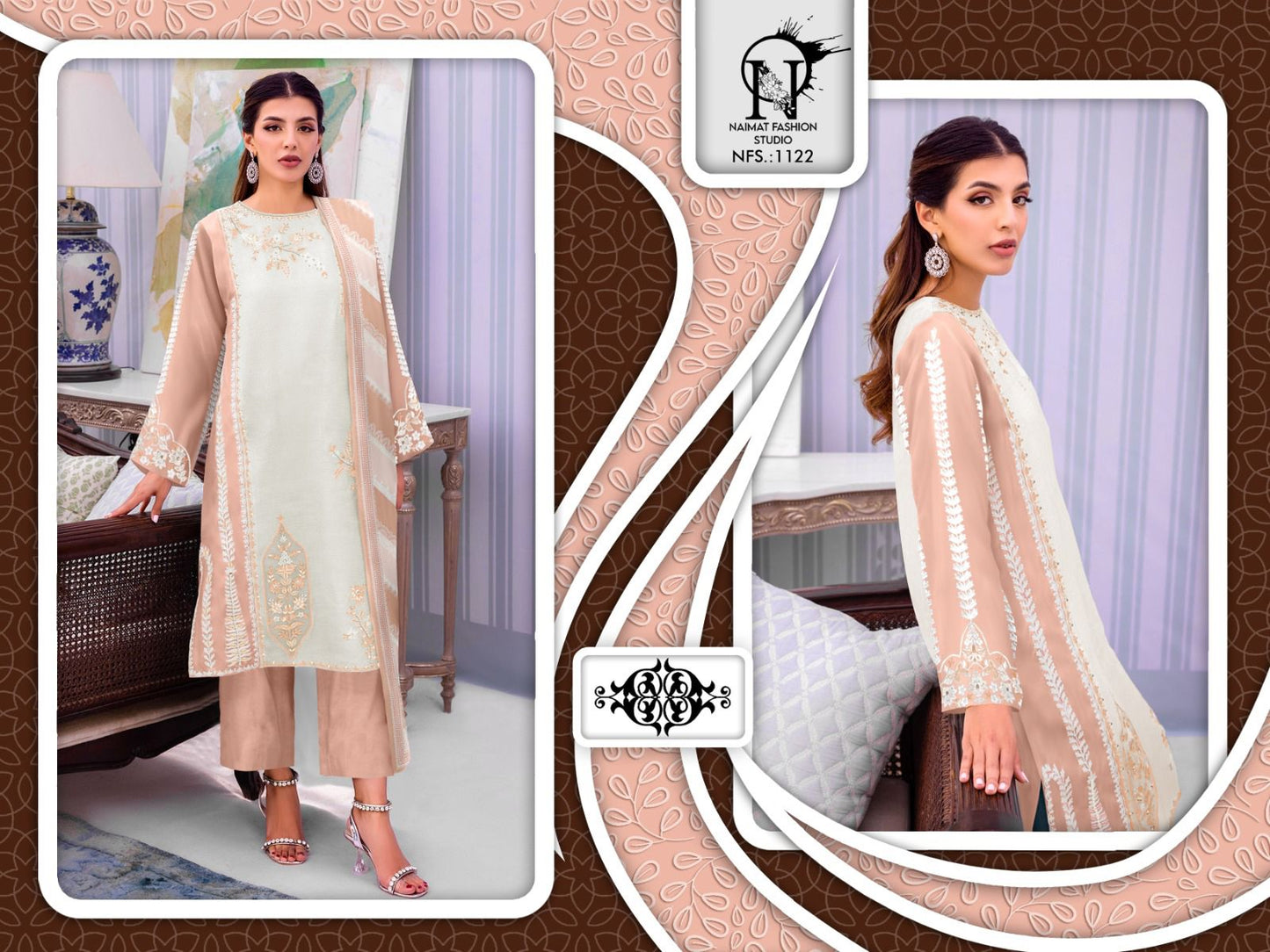 Nfs 1122 New Colour Naimat Fashion Studio Georgette Pakistani Readymade Suits Wholesaler Ahmedabad