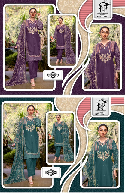 Nfs 1145 Naimat Fashion Studio Georgette Pakistani Readymade Suits Wholesale Price