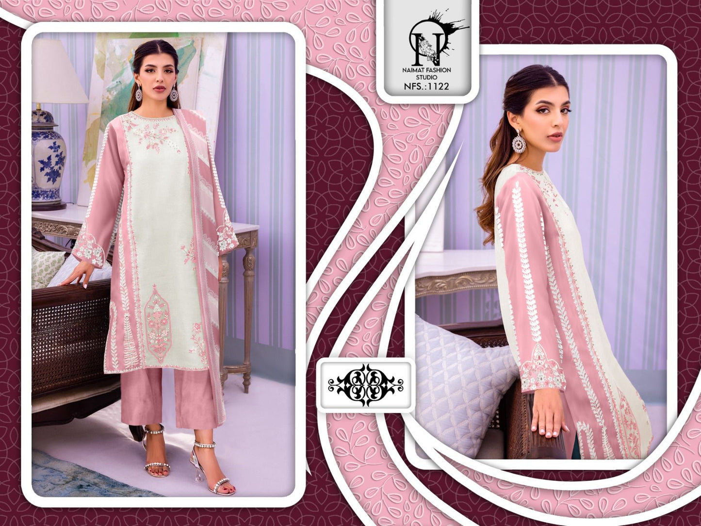 Nfs 1122 New Colour Naimat Fashion Studio Georgette Pakistani Readymade Suits Wholesaler Ahmedabad