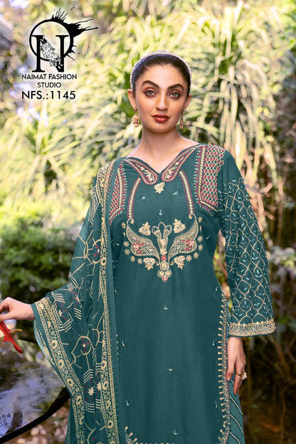 Nfs 1145 Naimat Fashion Studio Georgette Pakistani Readymade Suits Wholesale Price