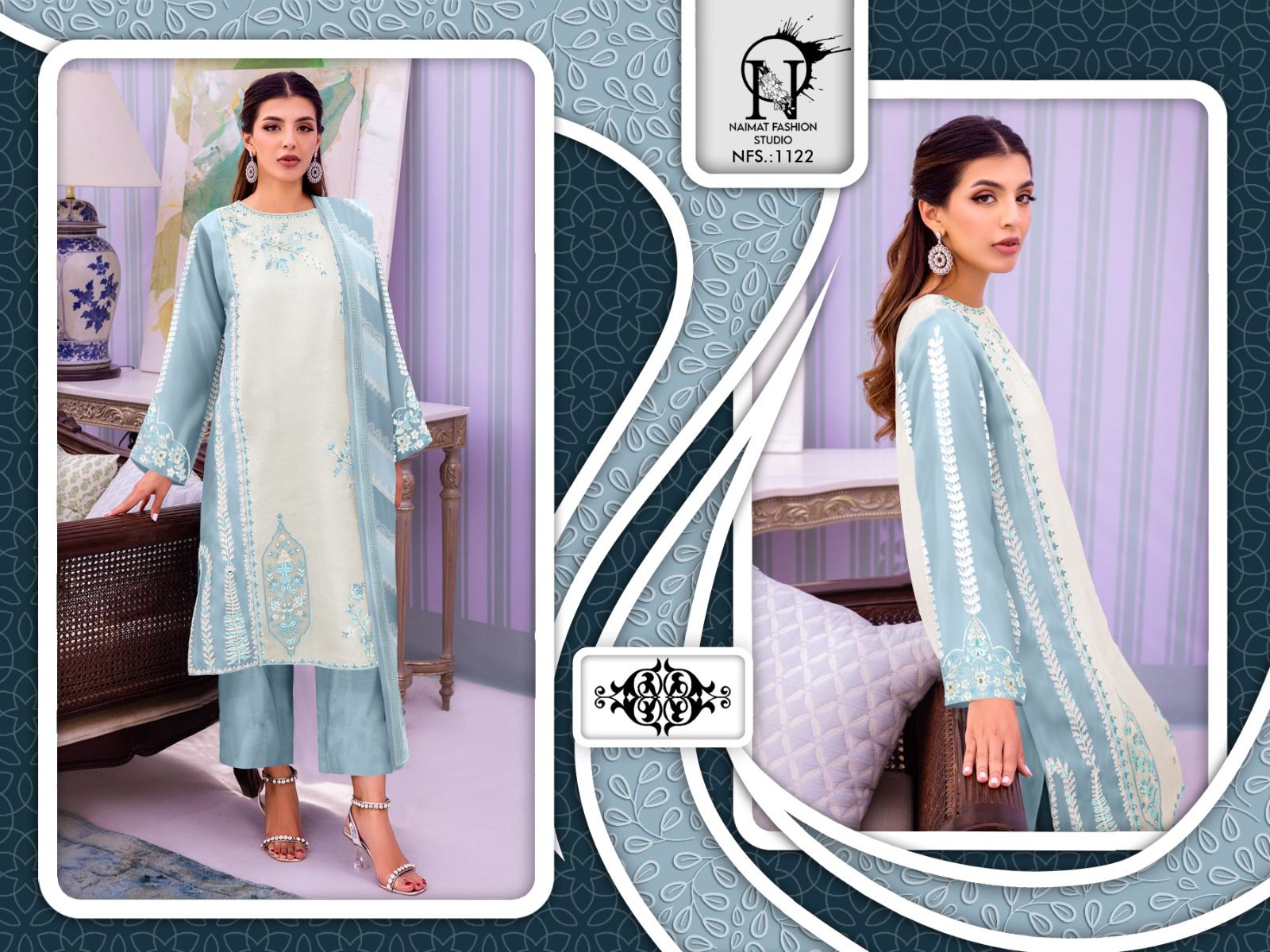 Nfs 1122 New Colour Naimat Fashion Studio Georgette Pakistani Readymade Suits Wholesaler Ahmedabad