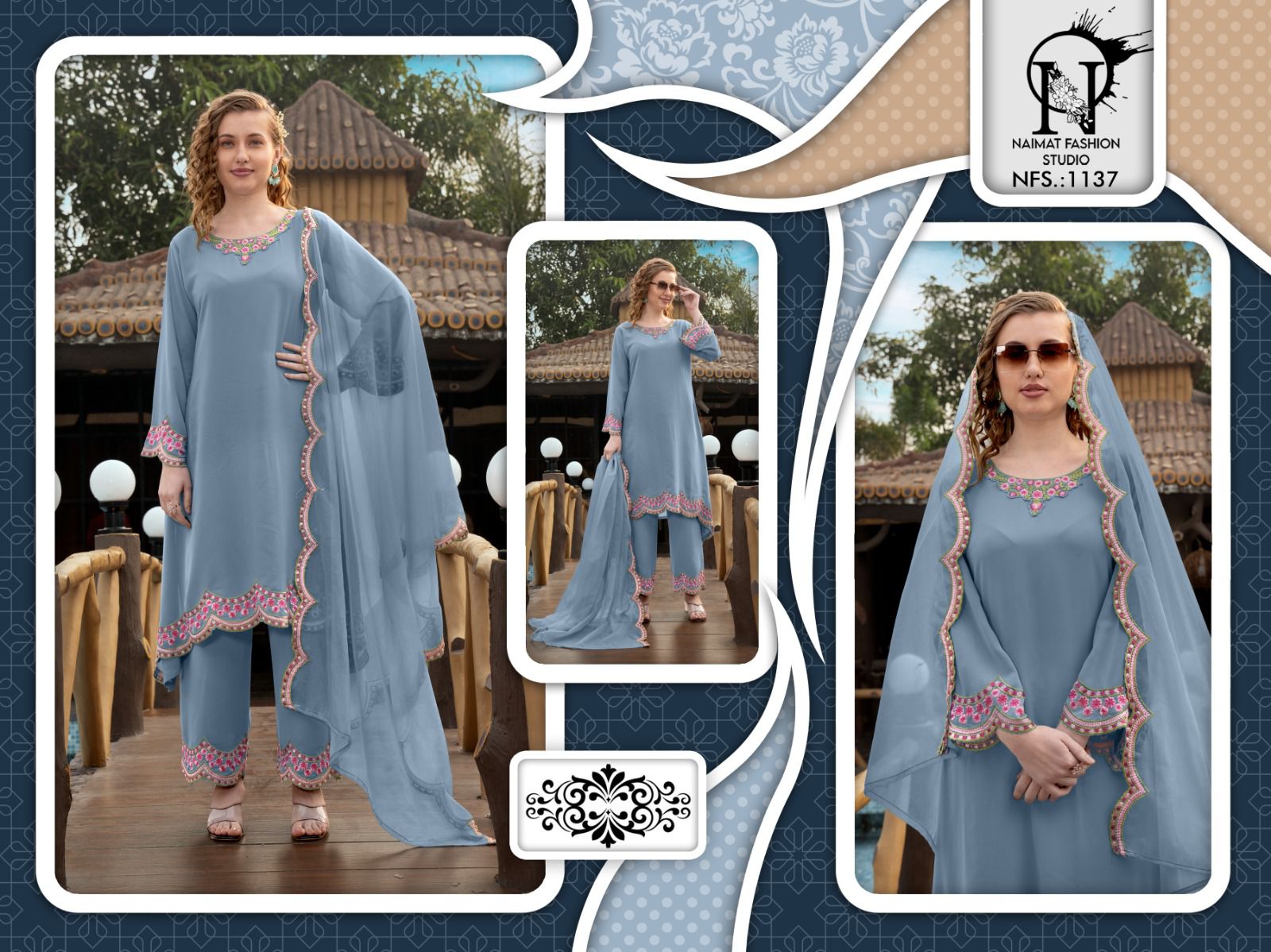 Nfs 1137 Naimat Fashion Studio Fox Georgette Pakistani Readymade Suits Wholesaler India