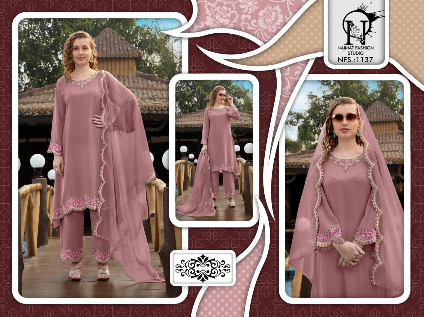 Nfs 1137 Naimat Fashion Studio Fox Georgette Pakistani Readymade Suits Wholesaler India