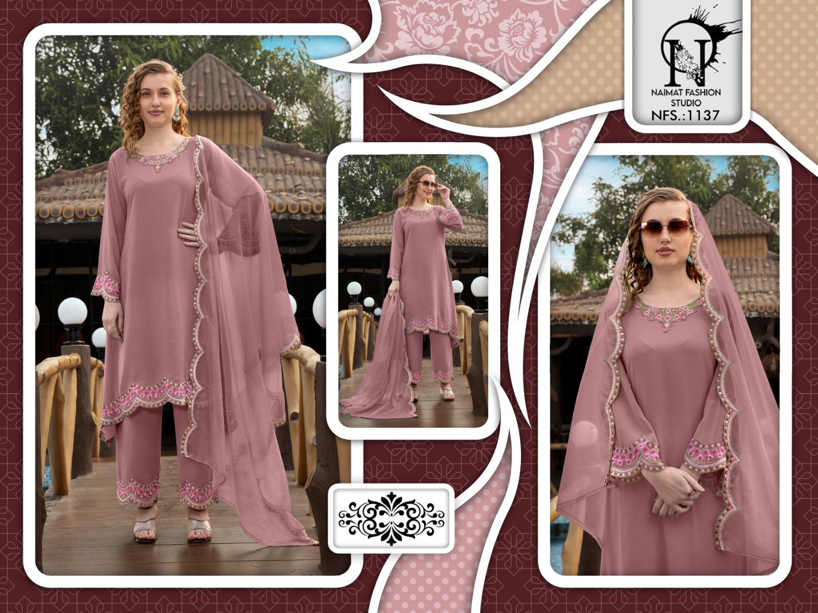 Nfs 1137 Naimat Fashion Studio Fox Georgette Pakistani Readymade Suits Wholesaler India